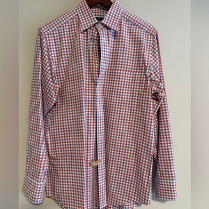 Charles Tyrwhitt Non-Iron Dress Shirt – Red & Blue Gingham, Classic Fit (Size S)